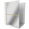 Mexen Kioto+ L Duschwand mit Regal Walk-in 120 x 200 cm, Spiegel, gebürstetes Gold - 800-120-123-55-50