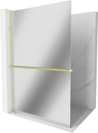 Mexen Kioto+ L dušisein riiuliga Walk-in 120 x 200 cm, peegel, kuldne harjatud - 800-120-123-55-50
