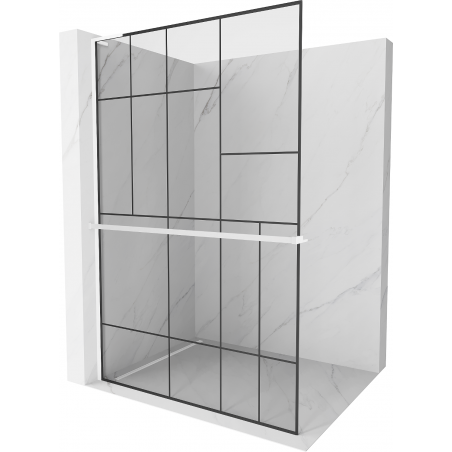 Mexen Kioto+ L douchewand met plank Walk-in 80 x 200 cm, zwart patroon, wit - 800-080-123-20-78