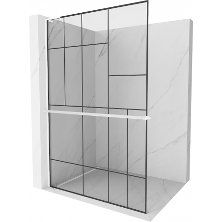 Mexen Kioto+ L paroi de douche avec étagère Walk-in 90 x 200 cm, motif noir, blanc - 800-090-123-20-78