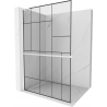 Mexen Kioto+ L parede de duche com prateleira Walk-in 110 x 200 cm, padrão preto, branco - 800-110-123-20-78