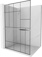 Mexen Kioto+ L dušipaneel riiuliga Walk-in 120 x 200 cm, must muster, kroom - 800-120-123-01-78