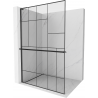 Mexen Kioto+ L shower wall with Walk-in shelf 70 x 200 cm, black pattern, black - 800-070-123-70-78