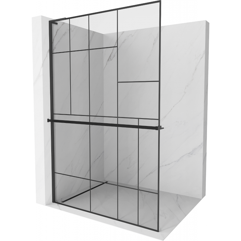 Mexen Kioto+ L douchewand met plank Walk-in 80 x 200 cm, zwart patroon, zwart - 800-080-123-70-78