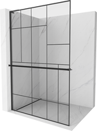 Mexen Kioto+ L shower screen with Walk-in shelf 100 x 200 cm, black pattern, black - 800-100-123-70-78