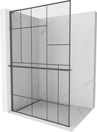Mexen Kioto+ L zidna pregrada s policom Walk-in 80 x 200 cm, crni uzorak, brušeni gun gray - 800-080-123-66-78