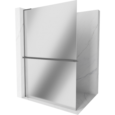Mexen Kioto+ L Panel with Shelf Walk-in 90 x 200 cm, Mirror, Gun Metal - 800-090-123-95-50