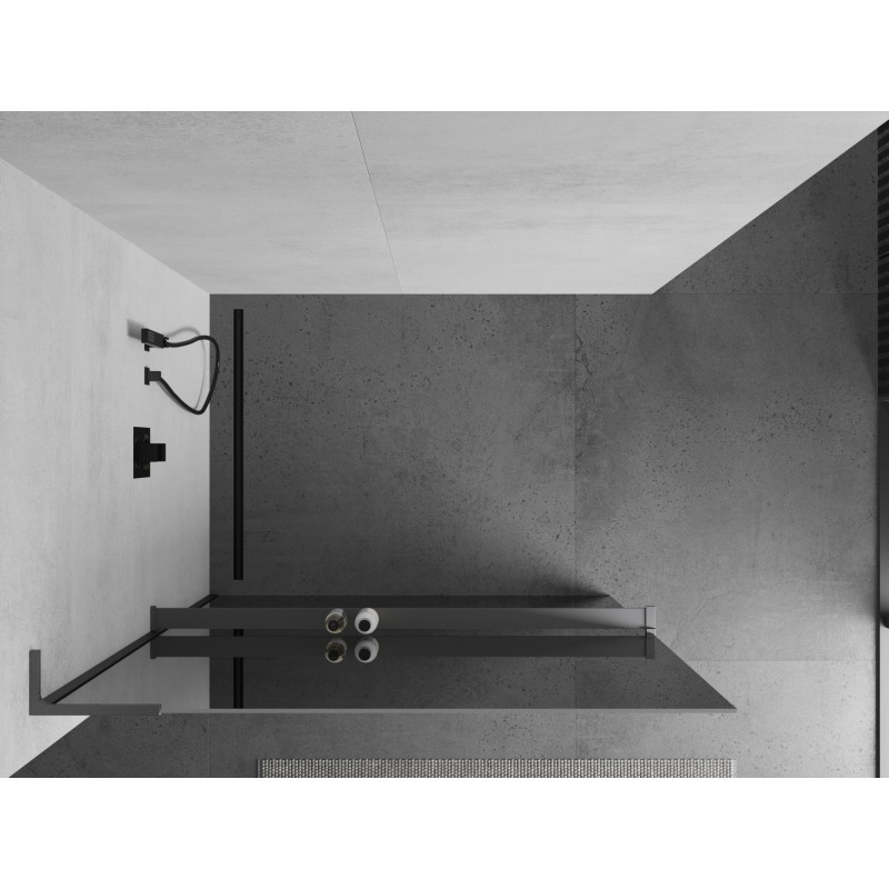 Mexen Kioto+ L zidni tuš s policom Walk-in 100 x 200 cm, ogledalo, pištoljsko metalni - 800-100-123-95-50