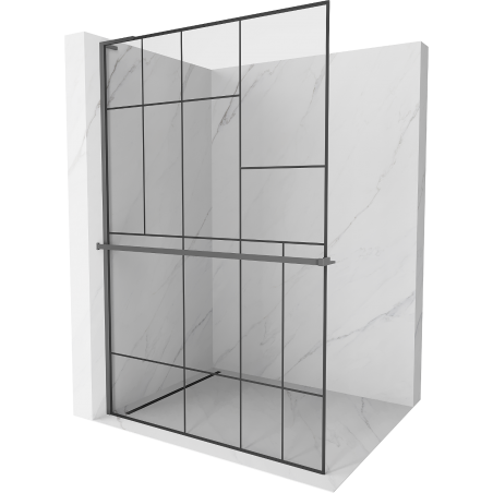 Mexen Kioto+ L paroi de douche avec étagère Walk-in 80 x 200 cm, motif noir, métal canon - 800-080-123-95-78