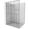 Mexen Kioto+ L Shower Panel with Walk-in Shelf 100 x 200 cm, Black Pattern, Brushed Nickel - 800-100-123-97-78