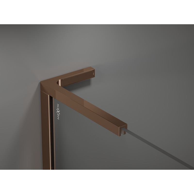 Mexen Kioto+ L duschvägg med hylla Walk-in 90 x 200 cm, svart mönster, roséguld - 800-090-123-60-78