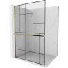 Mexen Kioto+ L Shower Wall with Shelf Walk-in 70 x 200 cm, Black Pattern, Gold - 800-070-123-50-78