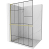 Mexen Kioto+ L Duschwand mit Regal Walk-in 100 x 200 cm, schwarzes Muster, gebürstetes Gold - 800-100-123-55-78