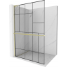 Mexen Kioto+ L shower wall with walk-in shelf 100 x 200 cm, black pattern, brushed gold - 800-100-123-55-78
