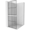 Mexen Kioto+ L Duschwand mit Ablage Walk-in 70 x 200 cm, schwarzes Gitter, weiß - 800-070-123-20-77
