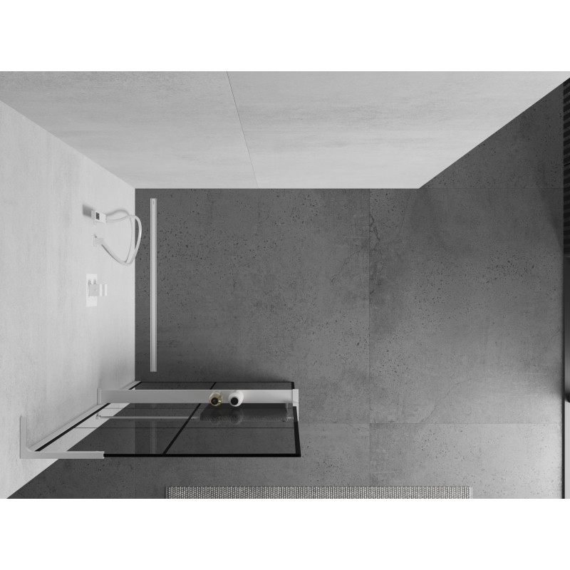 Mexen Kioto+ L dušisein riiuliga Walk-in 80 x 200 cm, must ruudustik, valge - 800-080-123-20-77
