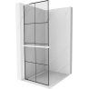 Mexen Kioto+ L shower wall with Walk-in shelf 80 x 200 cm, black grid, white - 800-080-123-20-77