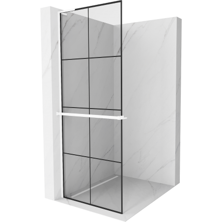 Mexen Kioto+ L Shower Wall with Shelf Walk-in 90 x 200 cm, black pattern, white - 800-090-123-20-77