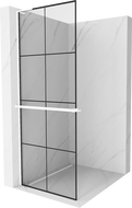 Mexen Kioto+ L dušinurk riiuliga Walk-in 90 x 200 cm, must ruudustik, valge - 800-090-123-20-77