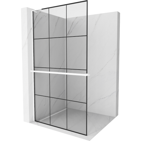 Mexen Kioto+ L paroi de douche avec étagère Walk-in 100 x 200 cm, grille noire, blanc - 800-100-123-20-77