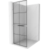 Mexen Kioto+ L Duschwand mit Ablage Walk-in 70 x 200 cm, schwarzes Gitter, Chrom - 800-070-123-01-77