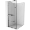 Mexen Kioto+ L ścianka prysznicowa z półką Walk-in 70 x 200 cm, czarna kratka, chrom - 800-070-123-01-77