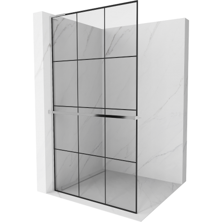 Mexen Kioto+ L paroi de douche avec étagère Walk-in 120 x 200 cm, grille noire, chrome - 800-120-123-01-77