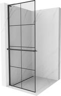Mexen Kioto+ L Duschwand mit Ablage Walk-in 70 x 200 cm, schwarzes Gitter, schwarz - 800-070-123-70-77
