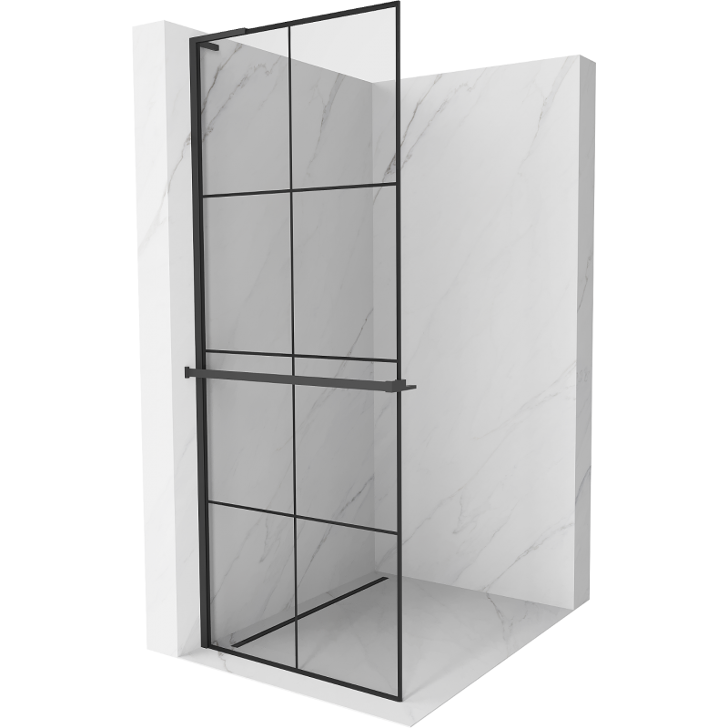 Mexen Kioto+ L Duschwand mit Ablage Walk-in 80 x 200 cm, schwarz kariert, schwarz - 800-080-123-70-77
