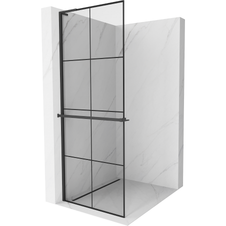 Mexen Kioto+ L Duschwand mit Ablage Walk-in 80 x 200 cm, schwarz kariert, schwarz - 800-080-123-70-77