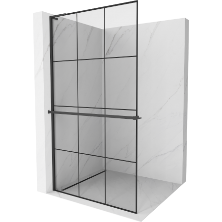 Mexen Kioto+ L douchewand met plank Walk-in 110 x 200 cm, zwart raster, zwart - 800-110-123-70-77