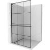 Mexen Kioto+ L Duschwand mit Regal Walk-in 110 x 200 cm, Schwarzes Gitter, Schwarz - 800-110-123-70-77