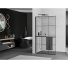 Mexen Kioto+ L ścianka prysznicowa z półką Walk-in 120 x 200 cm, czarna kratka, czarna - 800-120-123-70-77