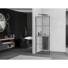 Mexen Kioto+ L zidna pregrada za tuš s policom Walk-in 80 x 200 cm, crna mrežica, četkani gun gray - 800-080-123-66-77