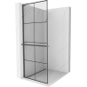 Mexen Kioto+ L Walk-in Shower Wall with Shelf 90 x 200 cm, Black Pattern, Brushed Gun Gray - 800-090-123-66-77