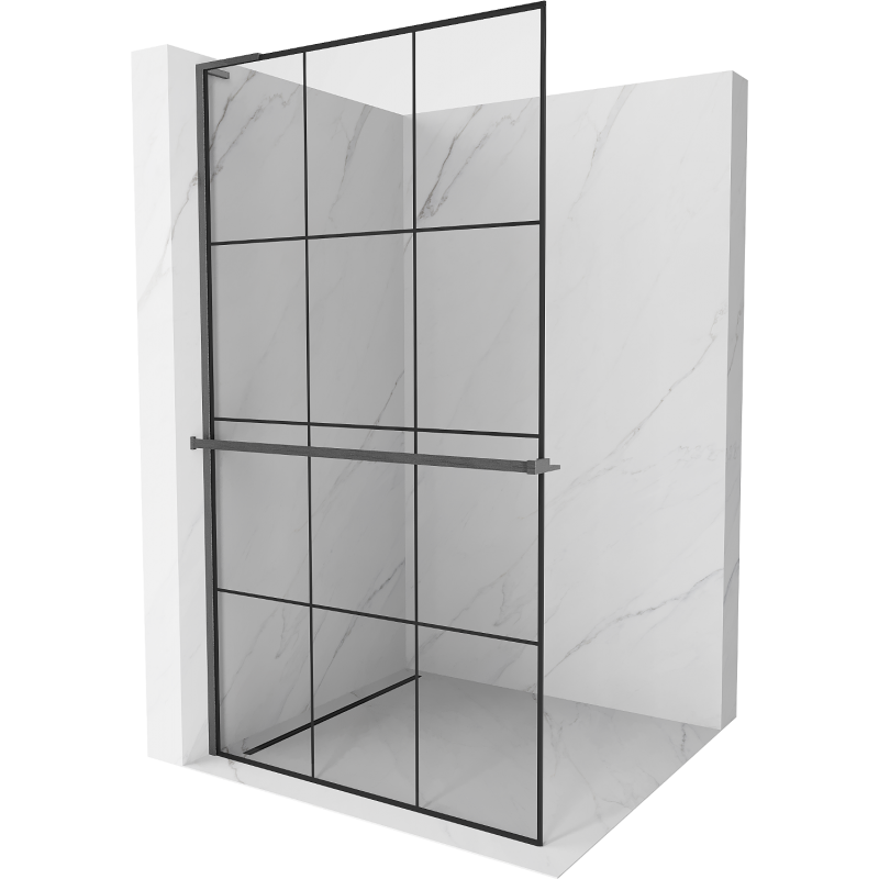 Mexen Kioto+ L panel de ducha con estante Walk-in 100 x 200 cm, rejilla negra, gris pistola cepillado - 800-100-123-66-77