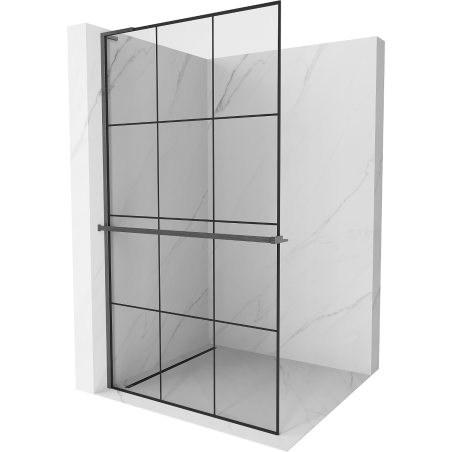 Mexen Kioto+ L panel de ducha con estante Walk-in 100 x 200 cm, rejilla negra, gris pistola cepillado - 800-100-123-66-77
