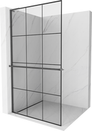 Mexen Kioto+ L tuš zid sa policom Walk-in 110 x 200 cm, crna mreža, sjajna sive boje - 800-110-123-66-77