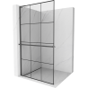 Mexen Kioto+ L Duschwand mit Ablage Walk-in 120 x 200 cm, schwarzes Gitter, gebürstet Gun Gray - 800-120-123-66-77