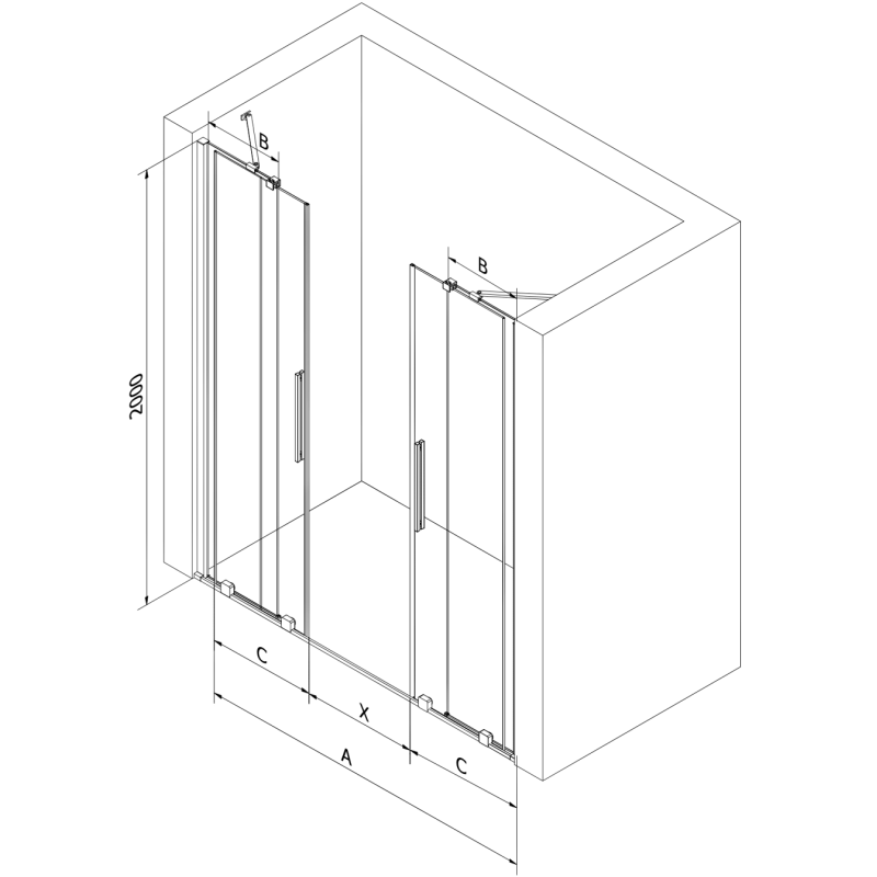 Mexen Velar Duo sliding shower doors 140 cm, graphite, gold - 871-140-000-42-50