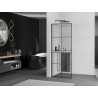 Mexen Kioto+ L dušinurk koos Walk-in riiuliga 80 x 200 cm, must ruudustik, relvmetall - 800-080-123-95-77