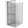 Mexen Kioto+ L shower wall with Walk-in shelf 80 x 200 cm, black grid, gun metal - 800-080-123-95-77