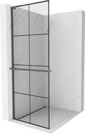 Mexen Kioto+ L tuš pregrada s policom Walk-in 90 x 200 cm, crna rešetka, gun metal - 800-090-123-95-77