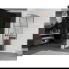 Mexen Kioto+ L Duschwand mit Ablage Walk-in 70 x 200 cm, schwarzes Gitter, gebürstetes Kupfer - 800-070-123-65-77