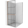 Mexen Kioto+ L Duschwand mit Ablage Walk-in 70 x 200 cm, schwarzes Gitter, gebürstetes Kupfer - 800-070-123-65-77
