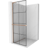 Mexen Kioto+ L paroi de douche avec étagère Walk-in 70 x 200 cm, grille noire, cuivre brossé - 800-070-123-65-77