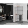 Mexen Kioto+ L paroi de douche avec étagère Walk-in 100 x 200 cm, motif noir, laiton brossé - 800-100-123-65-77