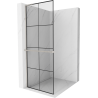 Mexen Kioto+ L zid tuš kabine s policom Walk-in 90 x 200 cm, crna rešetka, brušeni nikal - 800-090-123-97-77