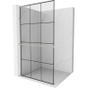 Mexen Kioto+ L Duschwand mit Ablage Walk-in 120 x 200 cm, schwarzes Gitter, gebürsteter Nickel - 800-120-123-97-77