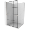 Mexen Kioto+ L Shower Wall with Shelf Walk-in 120 x 200 cm, Black Grid, Brushed Nickel - 800-120-123-97-77
